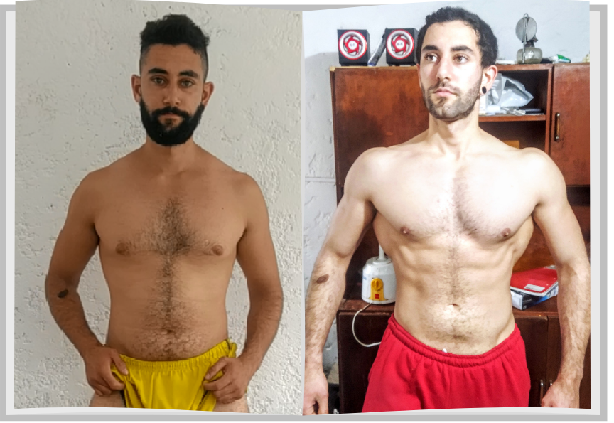 Comparación de dos estados físicos del entrenador para demostrar que con este tipo de plan se puede mejorar