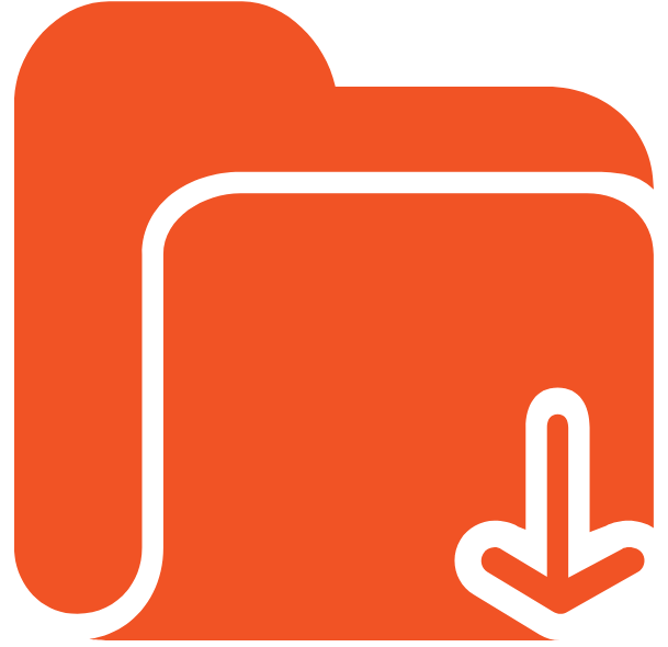 Icono de una carpeta con una flecha apuntando hacia abajo simbolizando la descarga del mismo