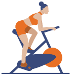 Icono que muestra una persona en una bicicleta estática