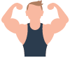 Icono que muestra una persona posando con sus músculos para demostrar que se puede ganar los mismos desde casa